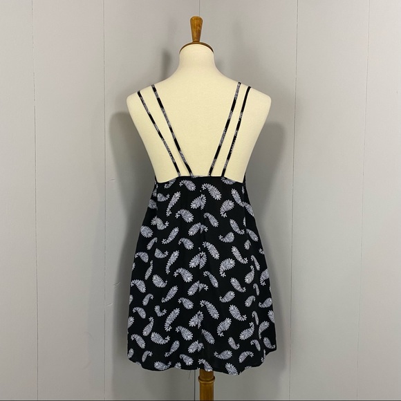 Brandy Melville Deep-V Paisley Black Mini Dress Y2K Sundress - Picture 3 of 9
